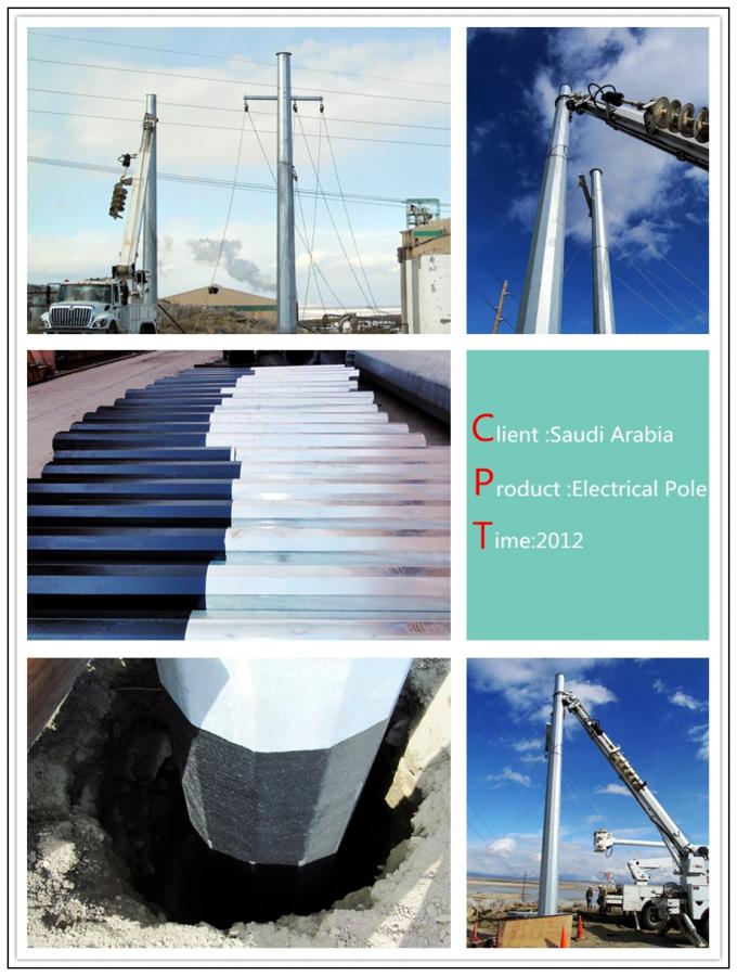 Polygonales Gr65 materielles elektrisches Bitumen galvanisierter Stahl-Pole für Overheadline-Projekt 0