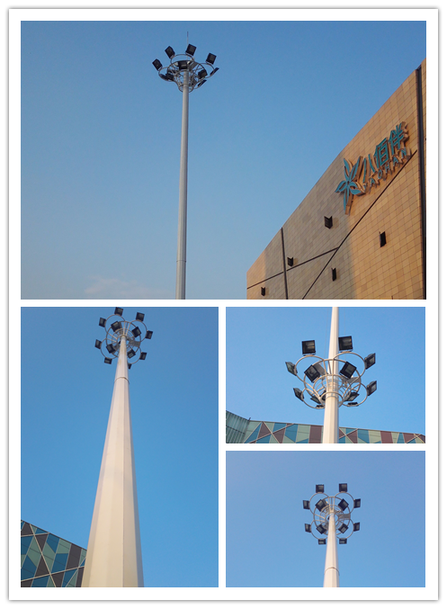 Rostfeste Piazza-hoher Mast Pole der Runden-25M HDG mit runder Lampen-Platte 2
