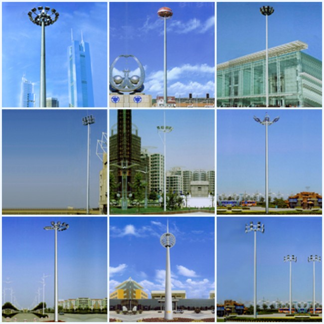 Typischer konischer galvanisierter hoher Mast Pole Headframe 45m für bis 64 Flut-Beleuchtungs-Befestigungen 2