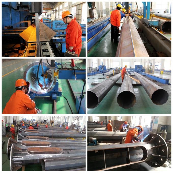 Bitumen galvanisierter Stahl Q345 Electric Power Pole mit 355 Mpa-Streckgrenze 1
