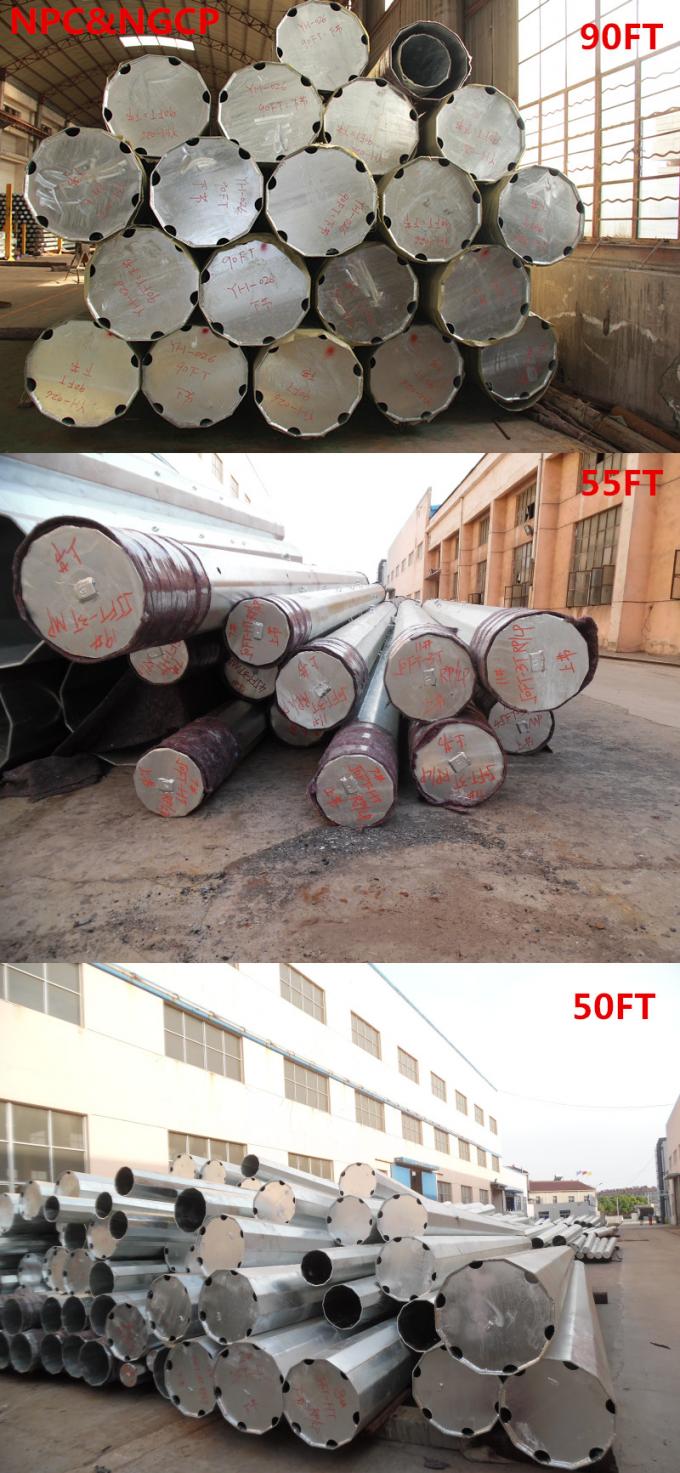 10M 12KN Afrika Standard- Stahl- Röhren-Pole mit Galvanisierungs-Oberflächenbehandlung 0