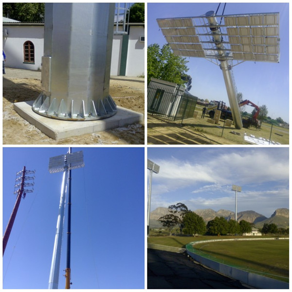 Galvanisierter achteckiger 45M hoher Mast heller Pole mit dem Plattform-Klammer-Arm für Stadions-Beleuchtung 1