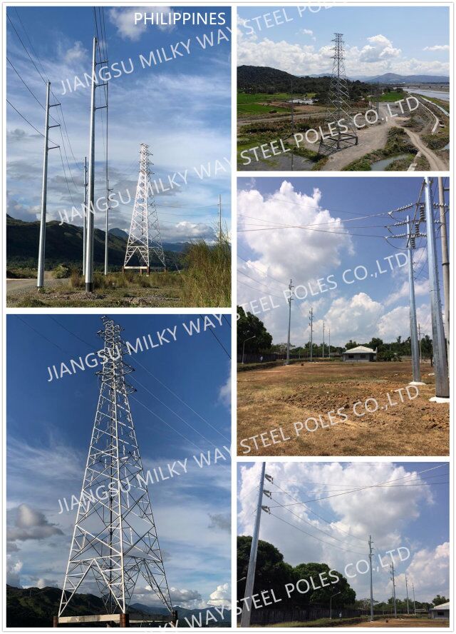 Galvanisierte Pole-Verteilung 70ft elektrischer Leistung für 132kv 69kv Philippinen projektieren 1