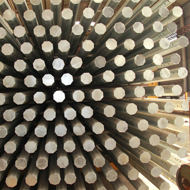 Höhen-Stahlstrommast Q345 12m, elektrische heißes Bad-Stahlgalvanisation Polen 0