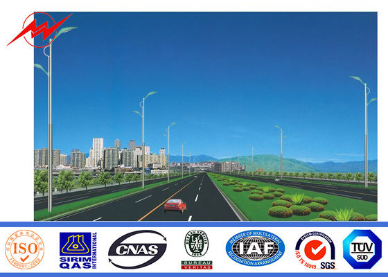 Pulver, das 12m einarmigen galvanisierten Stahl-Polen für Straßenbeleuchtung beschichtet
