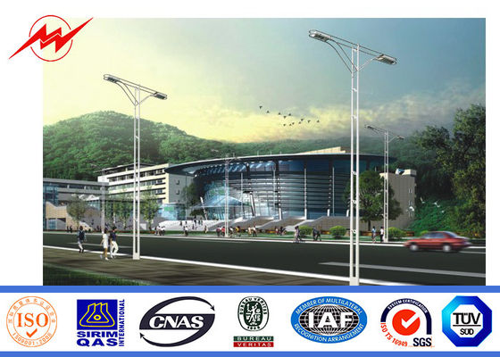 Solar- 2.75mm 12m Doppel- Outreach galvanisierter Stahl-Pole für Straßen-Beleuchtung