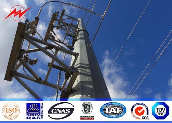 14m galvanisierte achteckige Stahlnetzverteilung Polen Bitumen AWS D1.1 für Getriebe Overline
