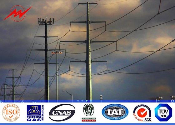 14m galvanisierte achteckige Stahlnetzverteilung Polen Bitumen AWS D1.1 für Getriebe Overline