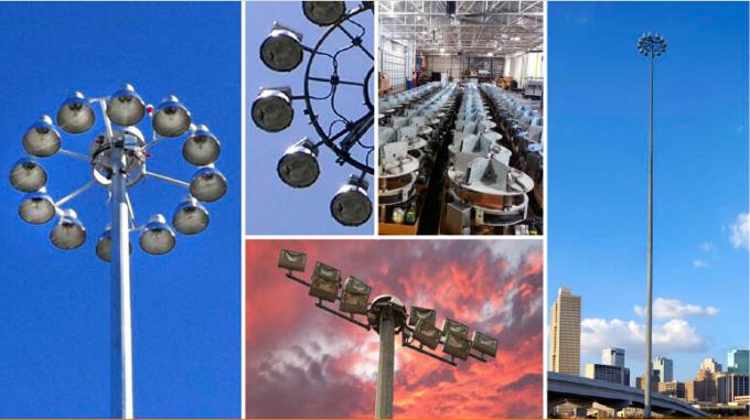 40 Meter pulverisieren Beschichtung galvanisierten hohen Mast Polen mit rasing System 300kg für Flughafengeländebeleuchtung 2