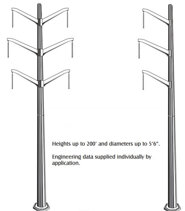 14M 12 Seiten galvanisierter Stahl-Pole 500 KV-Hochspannungs-Fernleitung 1
